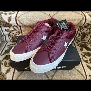 Converse all star leather fur sneaker 7.5